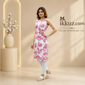 Stylish Floral Printed Sleeveless Kurti with Pant Set for Women