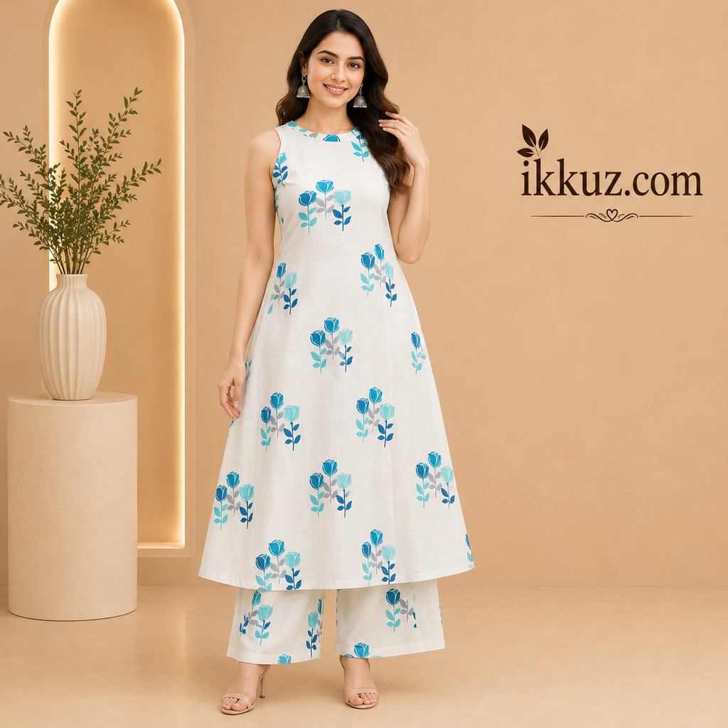 Floral Breeze Rayon Kurta Palazzo Set