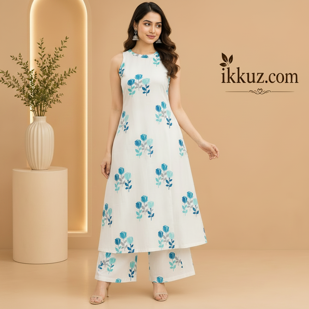 Floral Breeze Rayon Kurta Palazzo Set