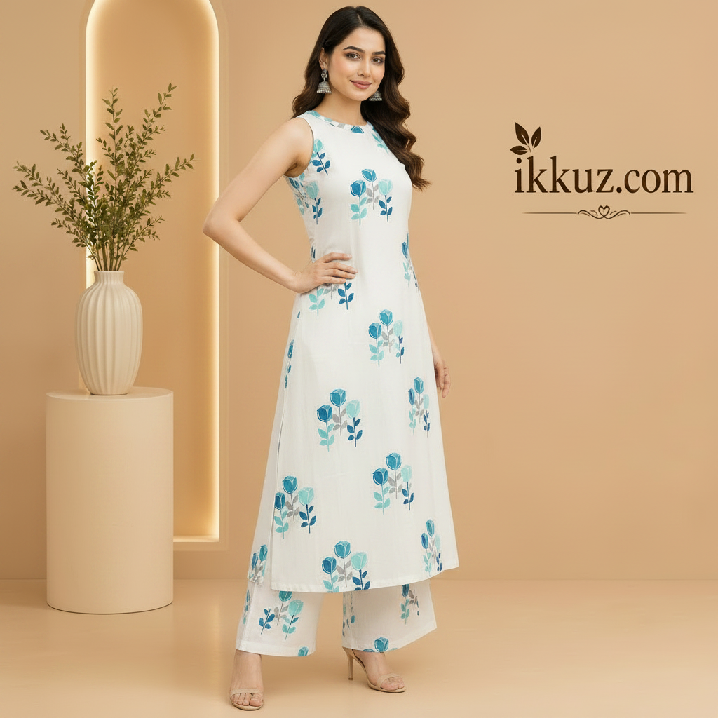 Floral Breeze Rayon Kurta Palazzo Set