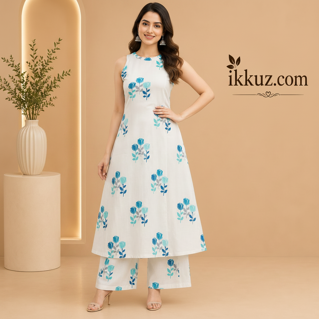 Floral Breeze Rayon Kurta Palazzo Set