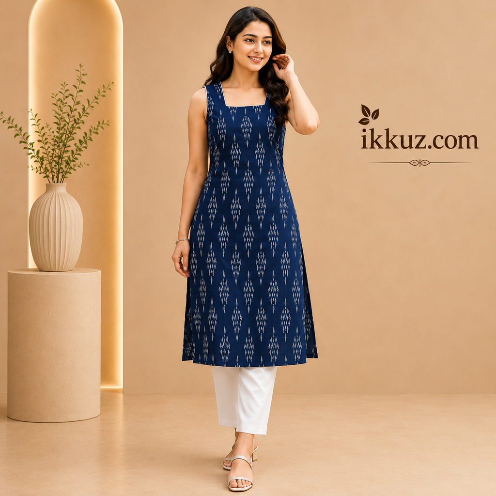 Floral Grace Sleeveless Rayon Kurti