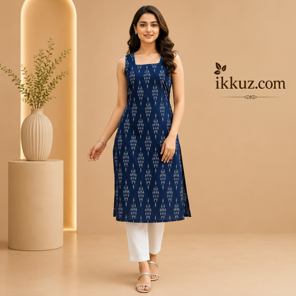 Floral Grace Sleeveless Rayon Kurti