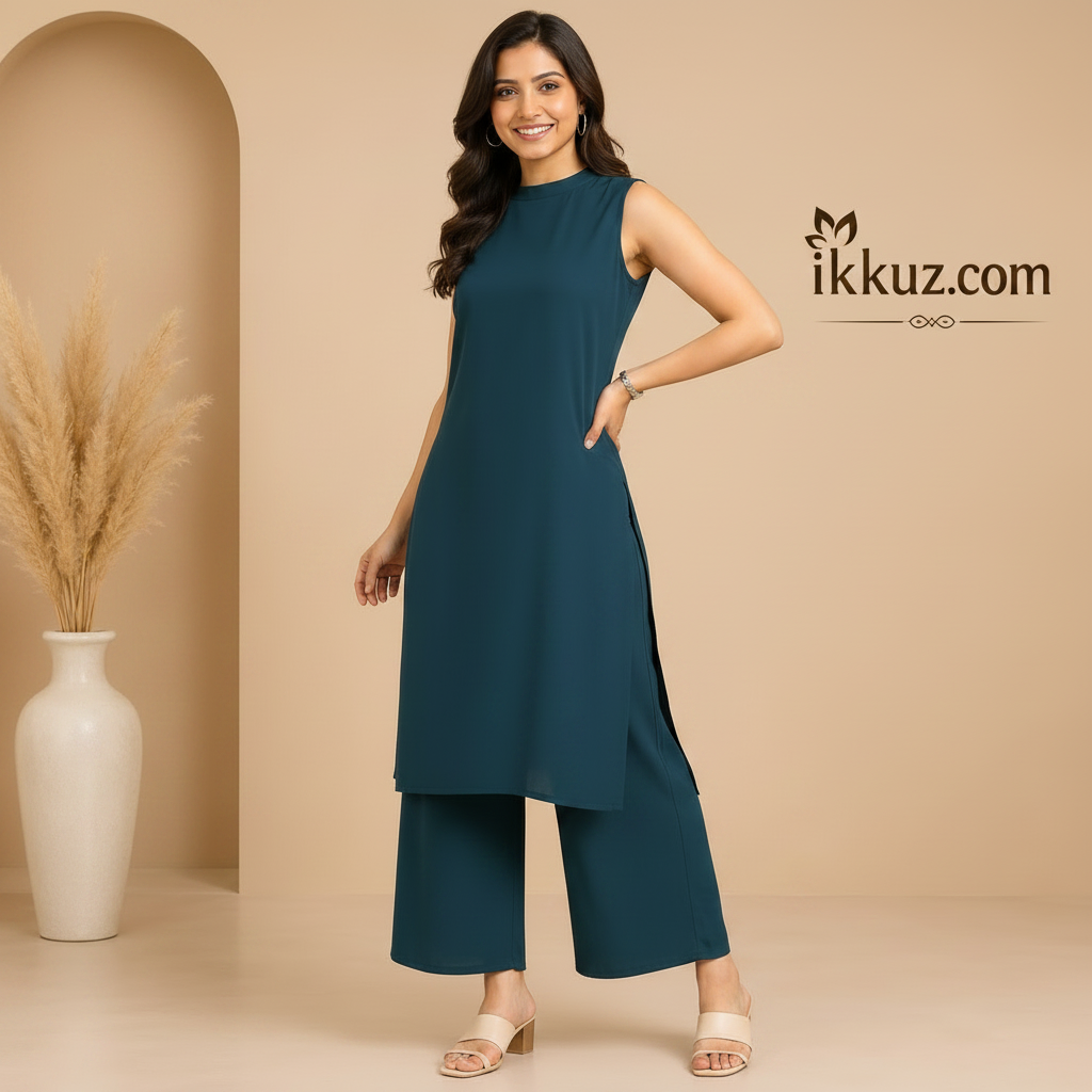 Elegant Solid Rayon Kurta Palazzo Set for Women