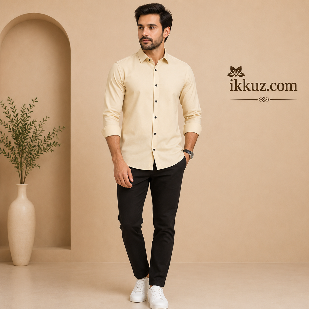 Fatty Mouse Men's Solid Cotton Blend Shirt