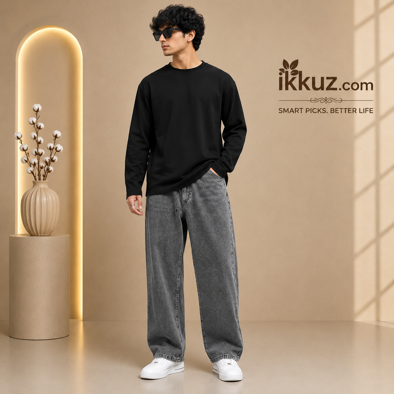 UrbanFlow™ Men’s Loose Fit Bell Bottom Jeans