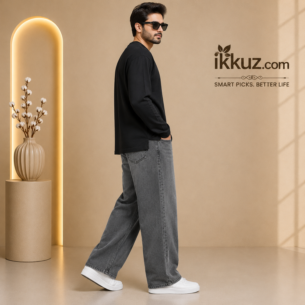 UrbanFlow™ Men’s Loose Fit Bell Bottom Jeans