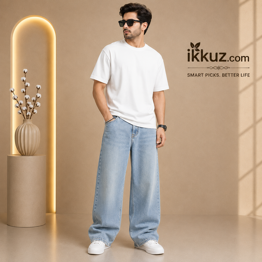 Men's Premium Light Blue Baggy Fit Denim Jeans