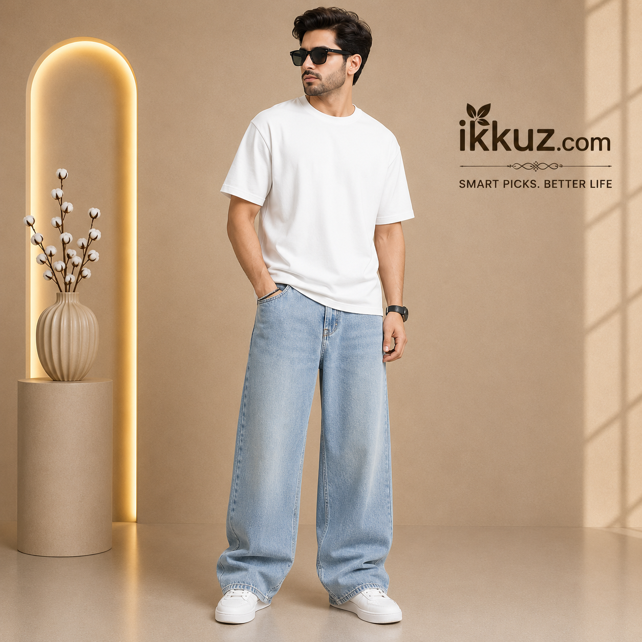 Men's Premium Light Blue Baggy Fit Denim Jeans