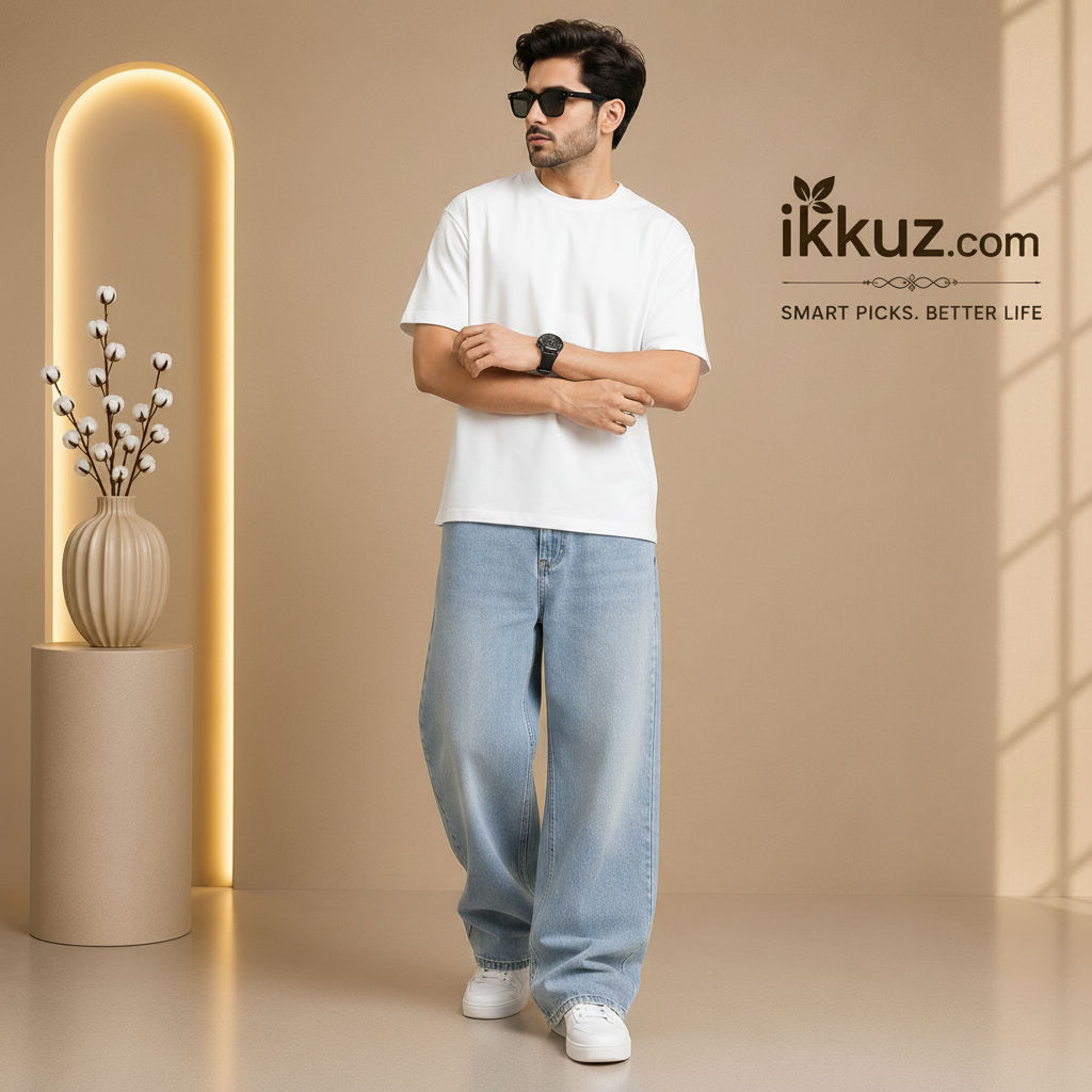 Men's Premium Light Blue Baggy Fit Denim Jeans