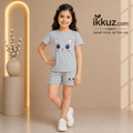 Kids Kingdom Girls Summer Cotton Cat Print Co-ord Set (Pack of 3)