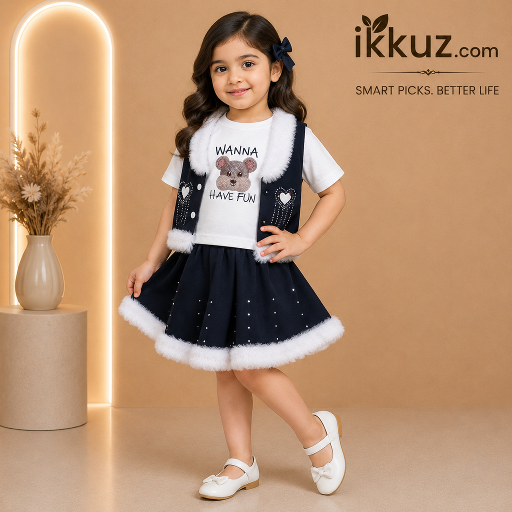 Cozy Bear Denim Fashion Set for Girls