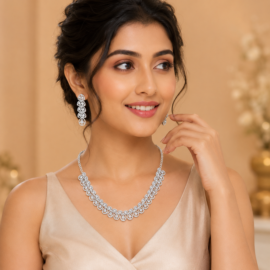 Crystal Luxe Rhodium Jewellery Set