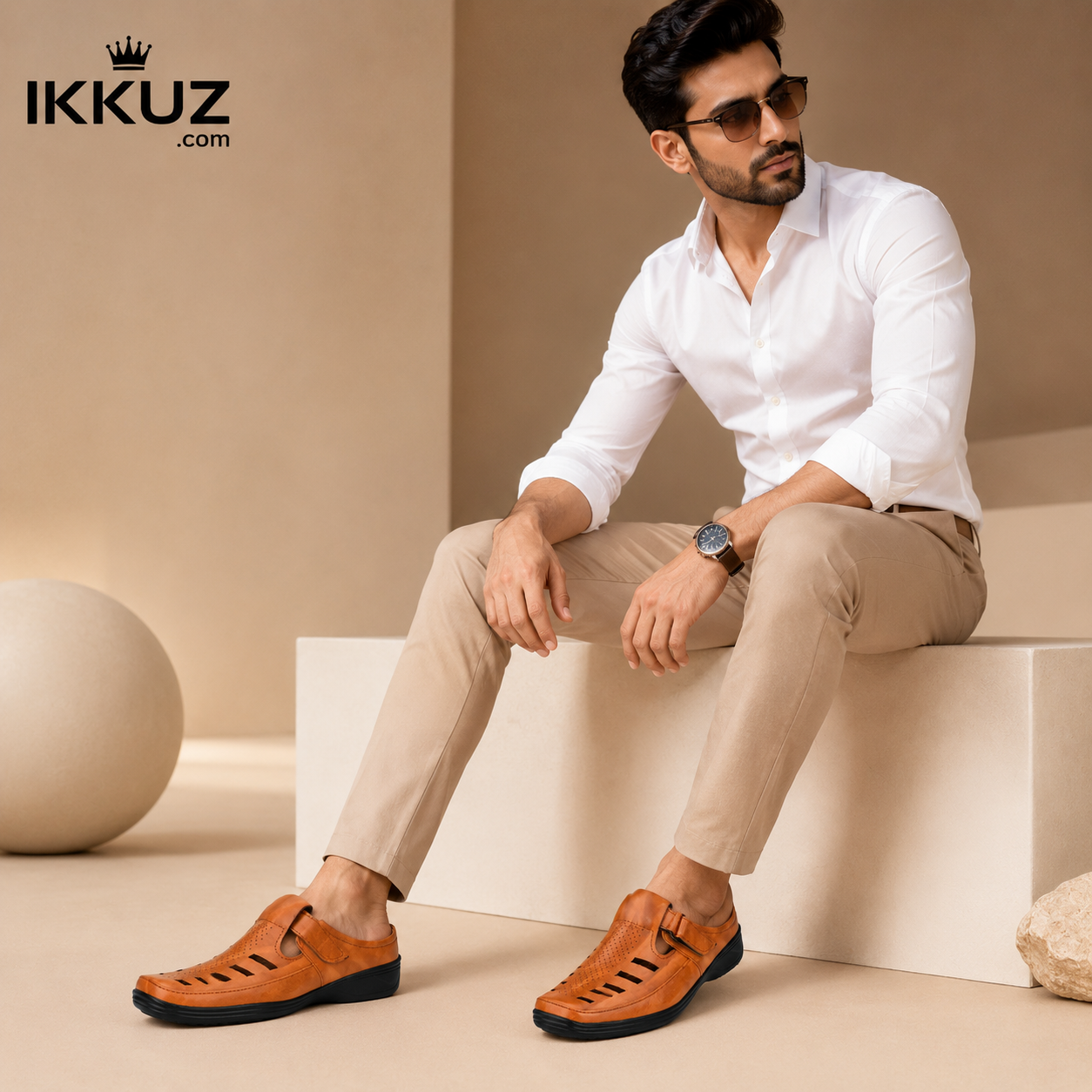 AeroWalk Tan Comfort Clogs for Men