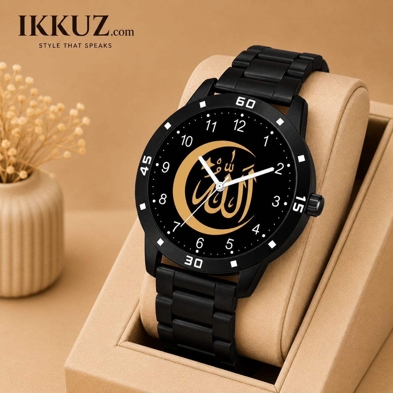 Elegant Allah Calligraphy Analog Watch for Men