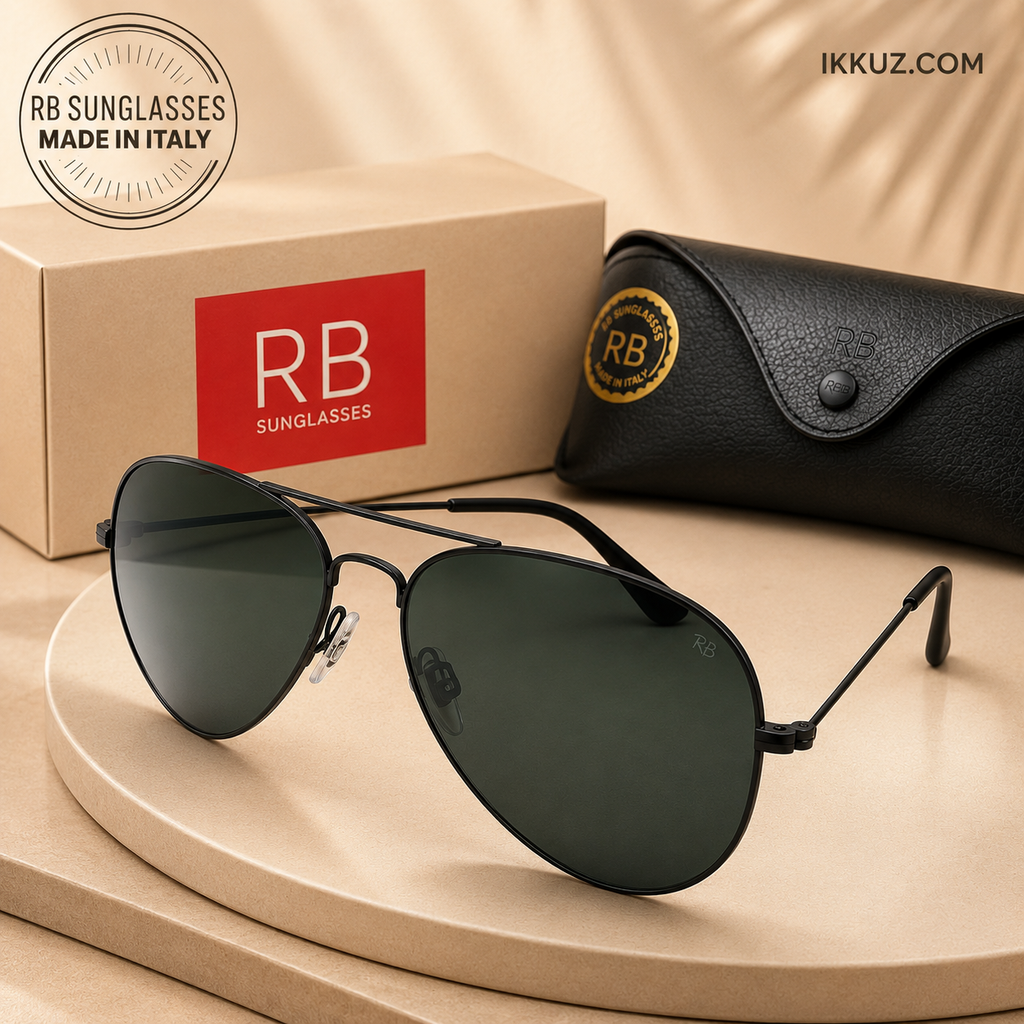 Black Aviator UV Protected Sunglasses Unisex (Pack of 1)