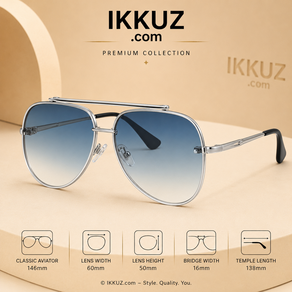SkyEdge Silver Blue Rimless Aviator UV400 Sunglasses for Men &amp; Women