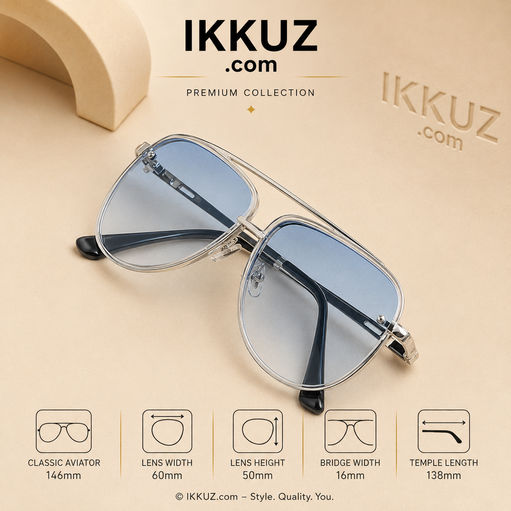 SkyEdge Silver Blue Rimless Aviator UV400 Sunglasses for Men &amp; Women