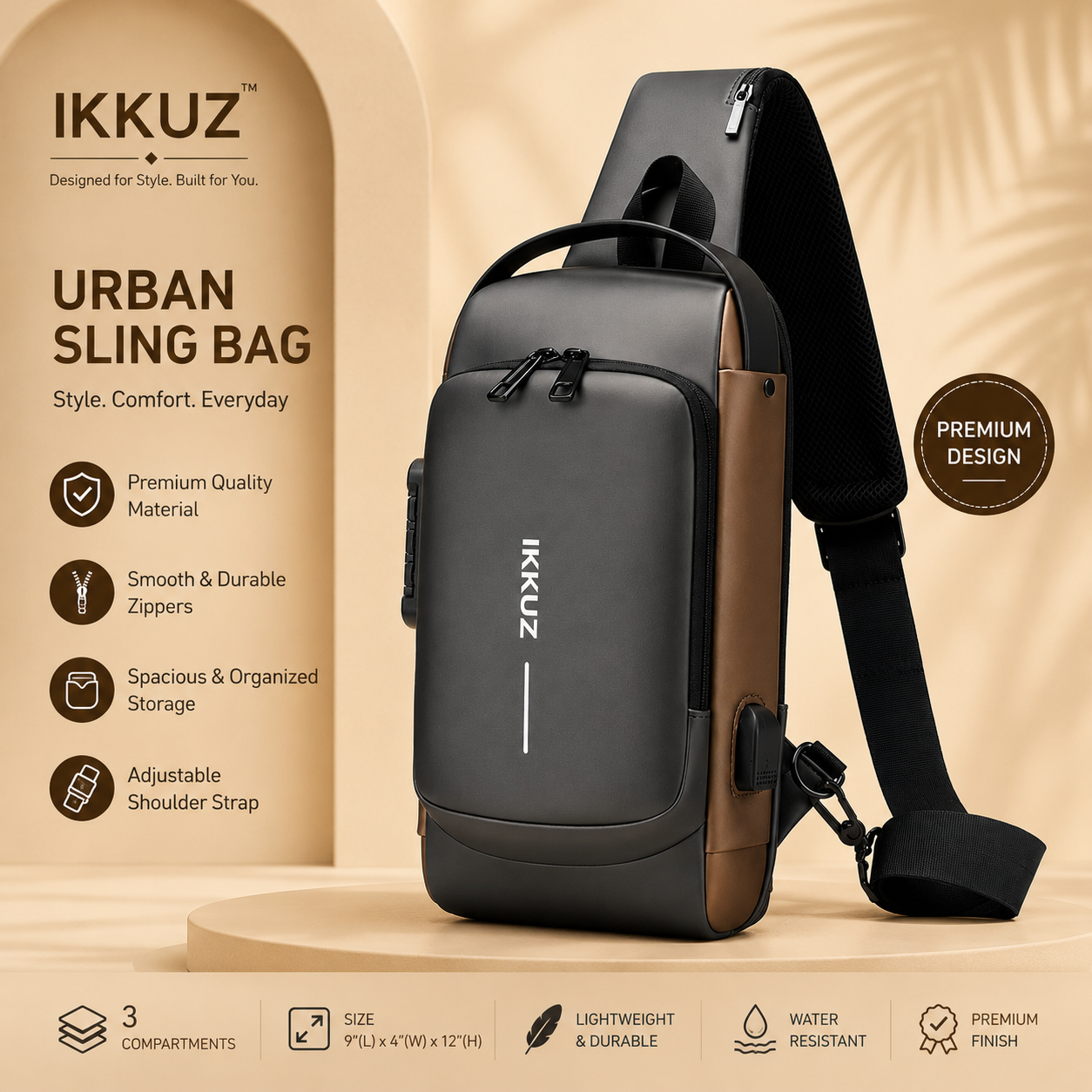 VORZEN™ Urban Shield Anti-Theft Sling Bag