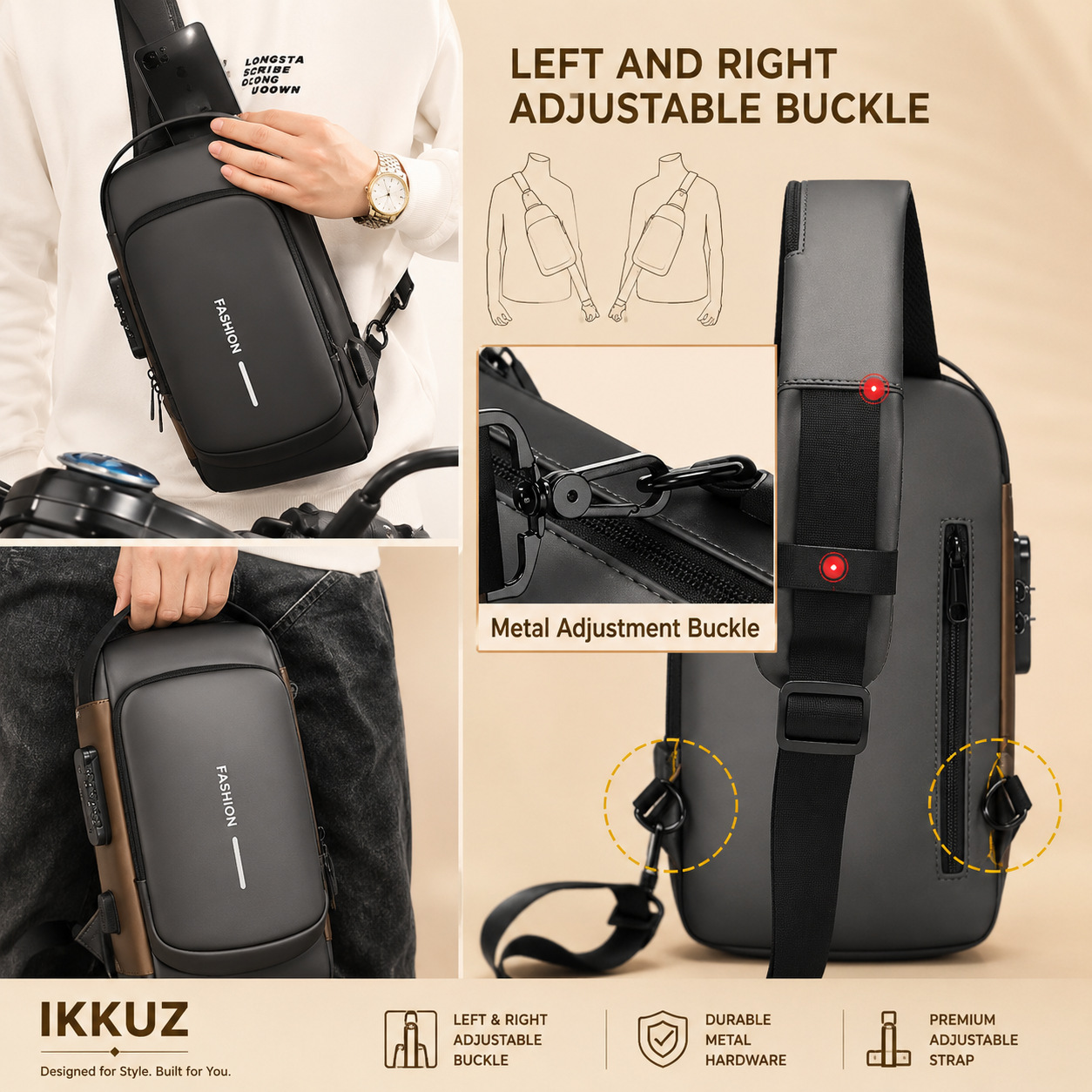 VORZEN™ Urban Shield Anti-Theft Sling Bag