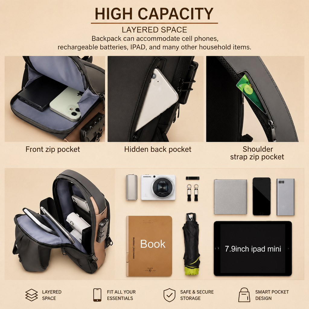 VORZEN™ Urban Shield Anti-Theft Sling Bag