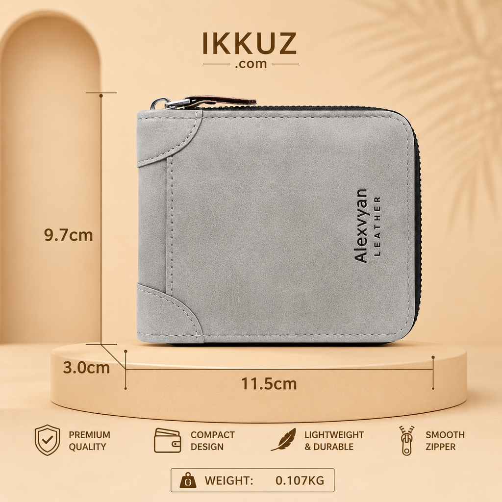 URBANVAULT™ Premium Leather Zipper Wallet for Men