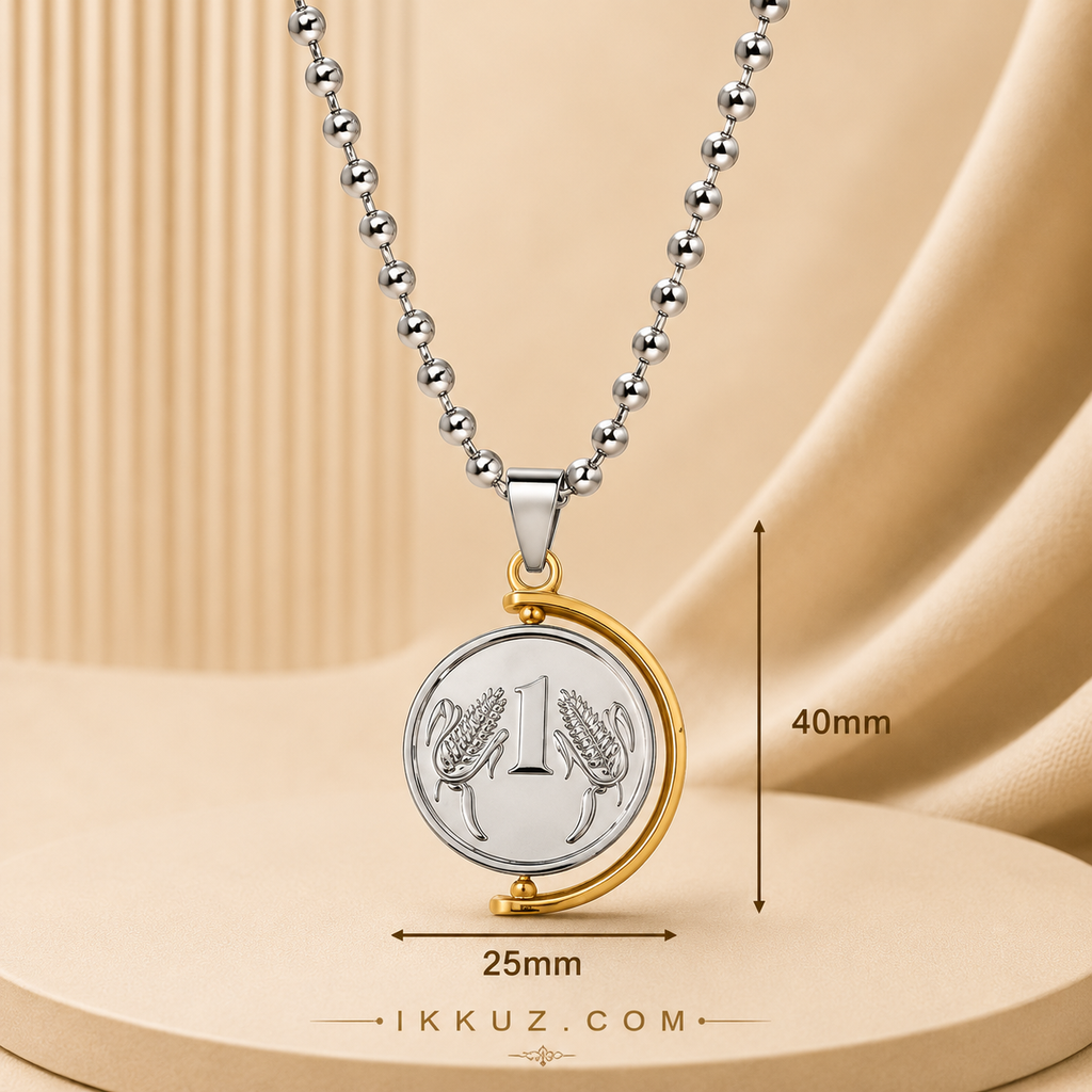 Premium Rotating One Rupee Coin Pendant Necklace for Men &amp; Women