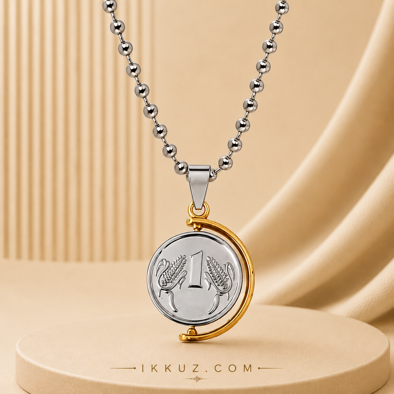 Premium Rotating One Rupee Coin Pendant Necklace for Men &amp; Women