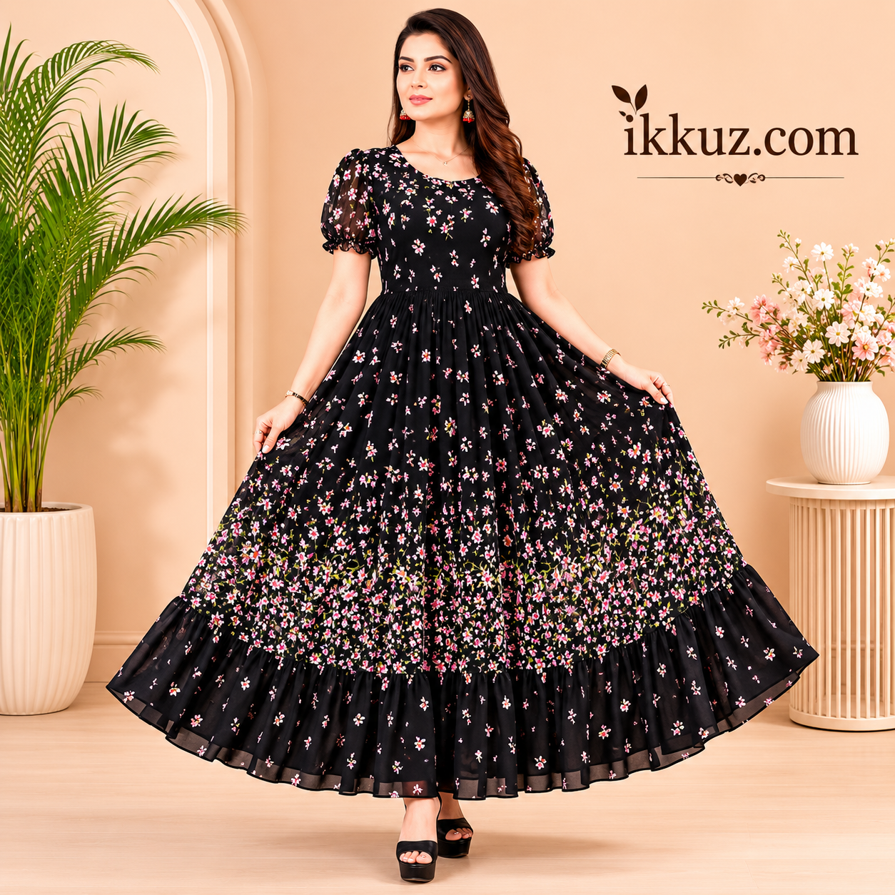 Party Wear Georgette Black Dress