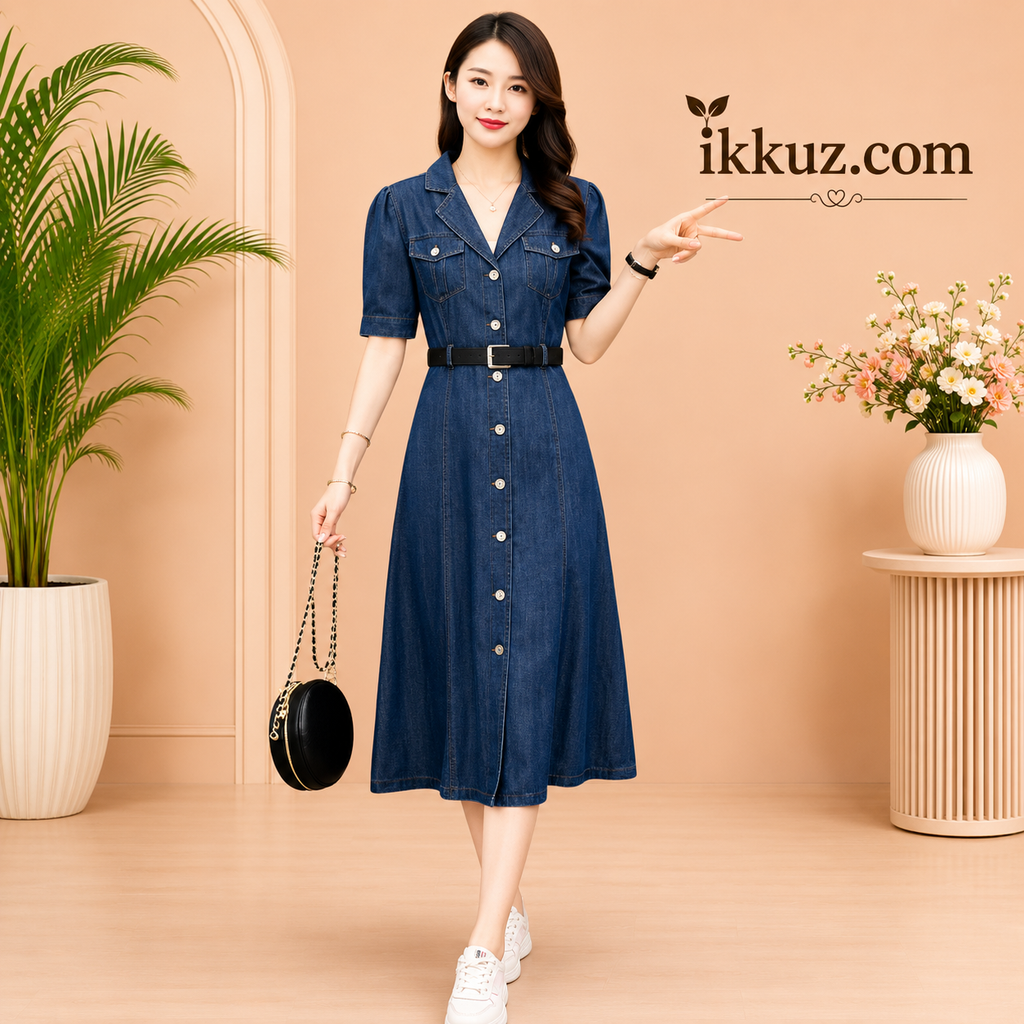 Women Denim Korean Look Dress