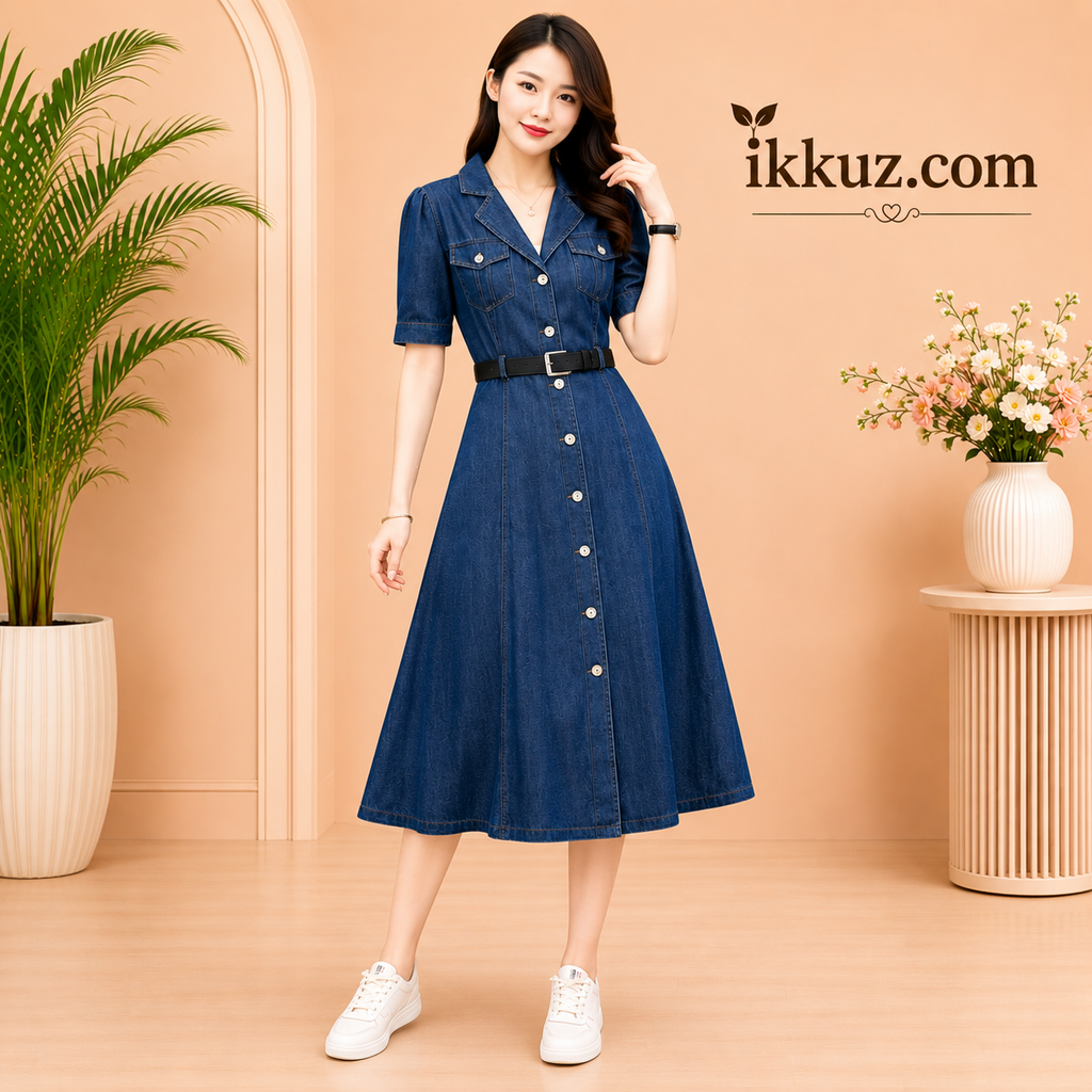Women Denim Korean Look Dress