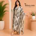 Rayon Kaftan for Women's Party Wear Dress – Cream &amp; Black