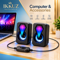 RGB LED 2.0 Channel Wired Computer Speakers | USB Powered Desktop Speakers with 3.5mm Audio Jack &amp; Volume Control