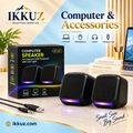 Stylish USB Desktop Speakers with Blue LED Light – HD Sound &amp; Deep Bass