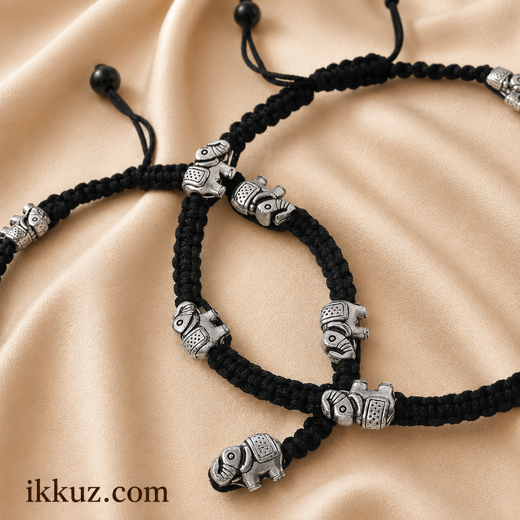 Trendy Elephant Charm Adjustable Anklet Set for Girls &amp; Women (Pack of 2)