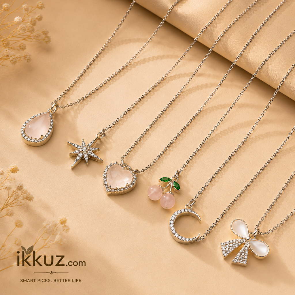 Celestial Charm Collection – Set of 6 Korean Style Pendant Necklaces