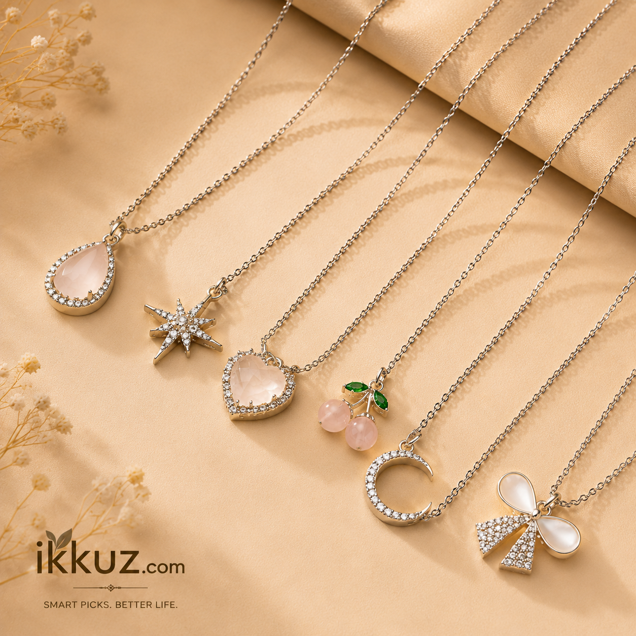 Celestial Charm Collection – Set of 6 Korean Style Pendant Necklaces