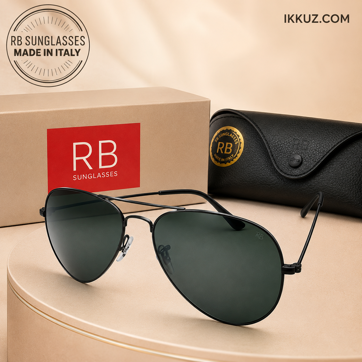Black Aviator UV Protected Sunglasses Unisex (Pack of 1)