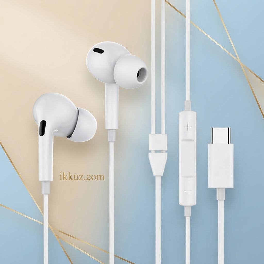 Type-C Stereo Wired Earphones with HD Sound, Mic &amp; Volume Control