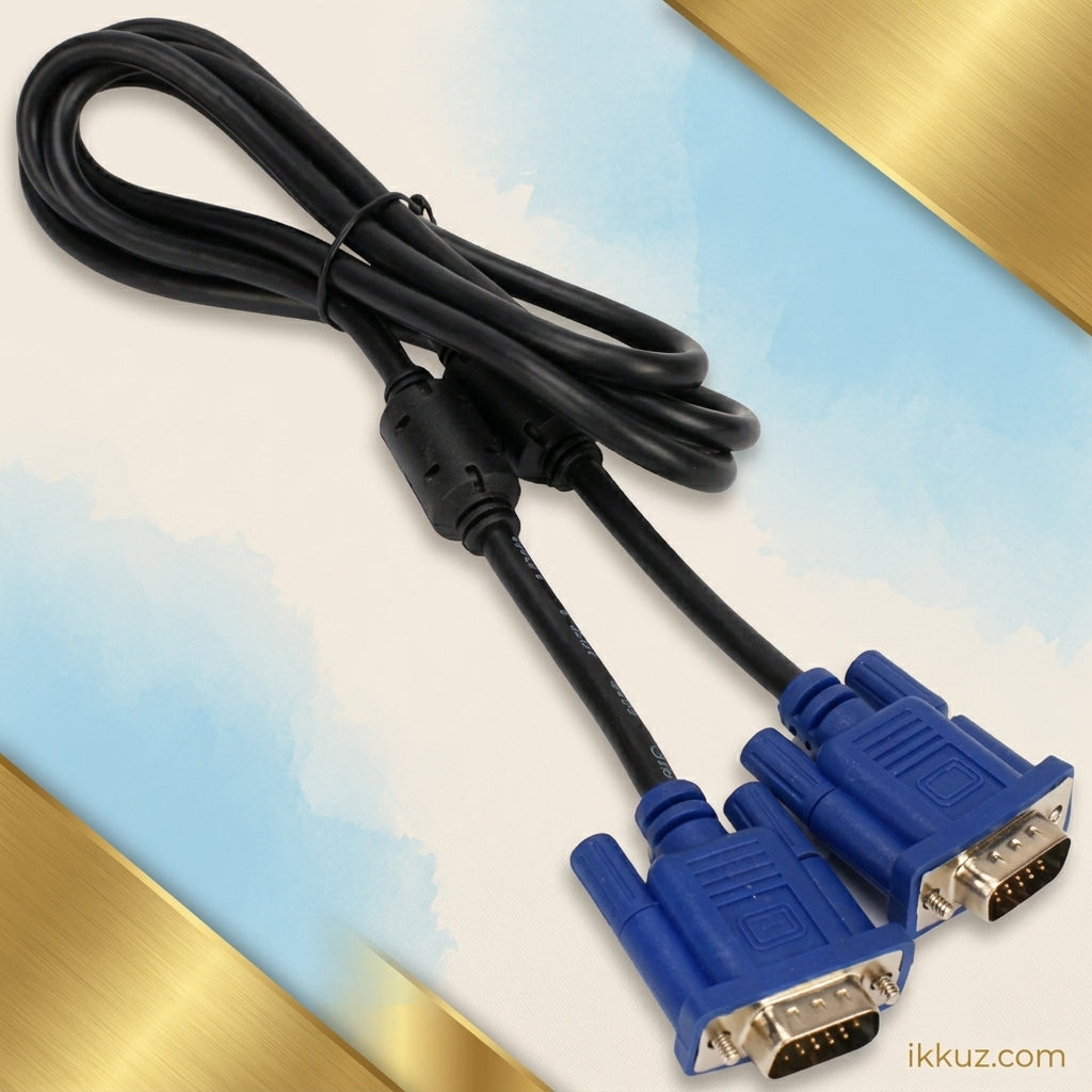 AL 1.5 Meter VGA Male to Male Cable – High Quality Display Connection Cable for Monitor, PC, TV &amp; Projector