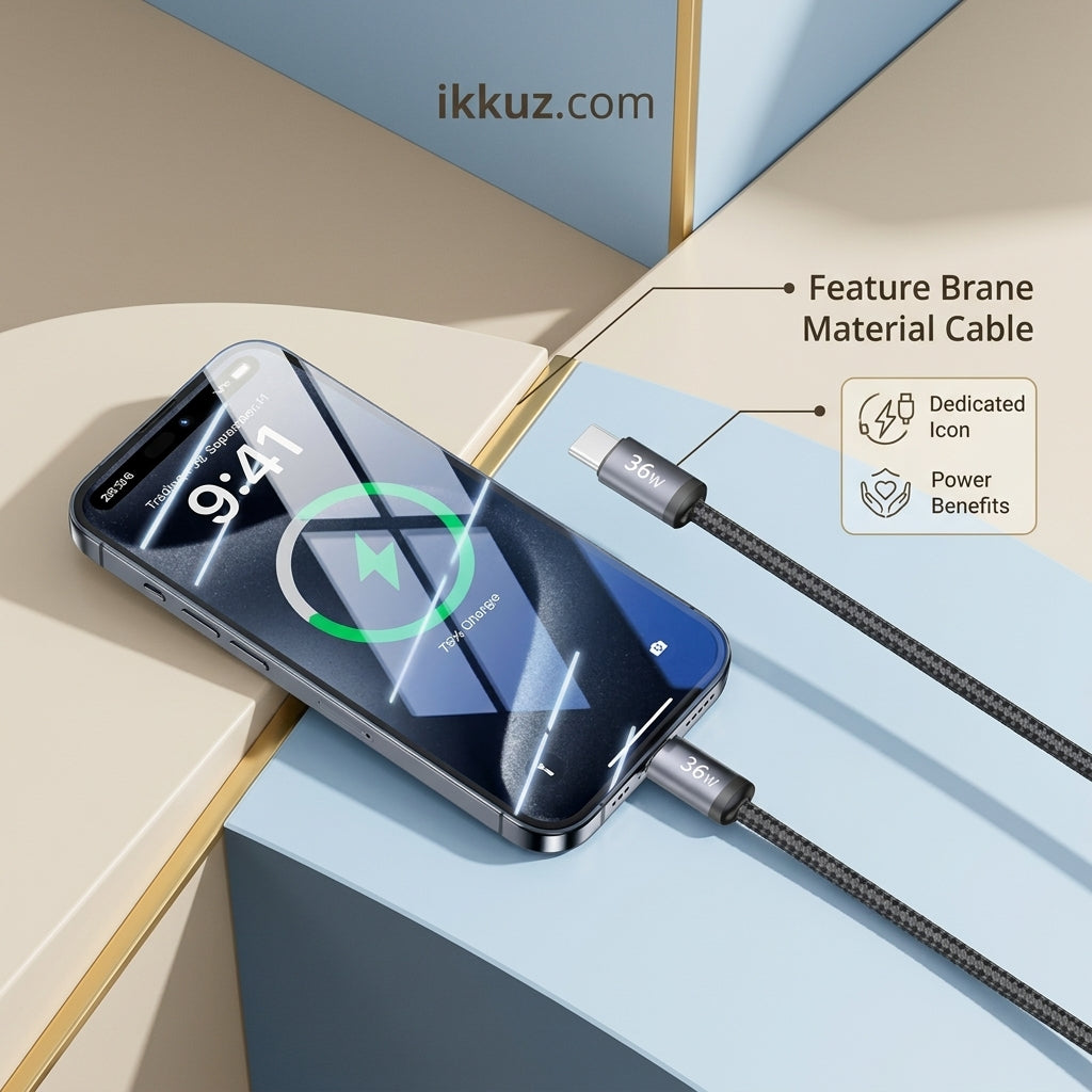 Mobilebeats C Type to iOS Data Cable – Fast Charging with Copper Wire, 1 Meter, Black