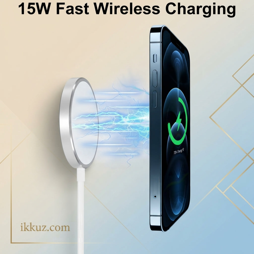 Magnetic Wireless Charger 15W Fast Charging – Compact &amp; Convenient Charging Pad