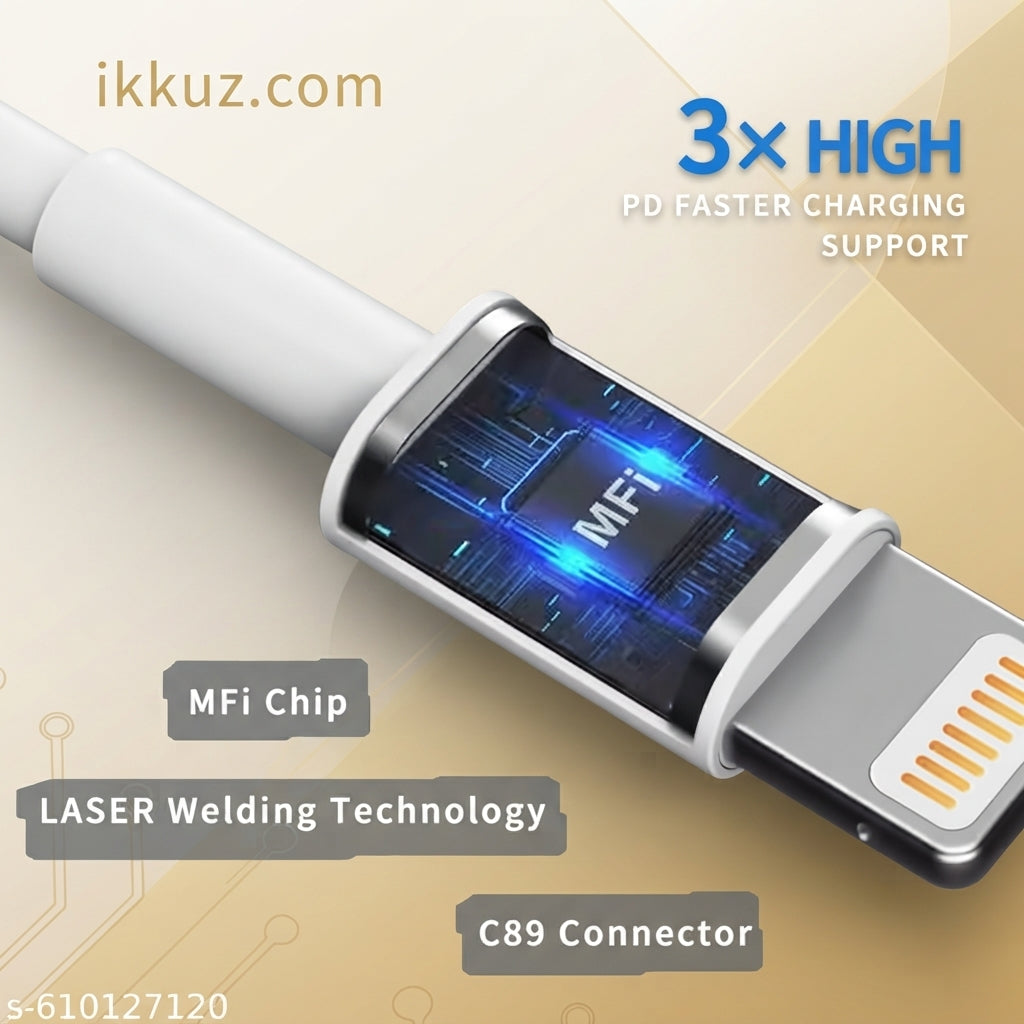 Premium USB to Lightning Fast Charging Cable – 3.5A Power, 420 Mbps Data Transfer, 1 Meter
