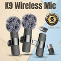 K9 Dual Wireless BEST MIC F-URR Microphone with Noise Cancellation, Dual Mic Set with Receiver for Smartphones, Interviews, Vlogging, YouTube &amp; Reels – Type-C, Black
