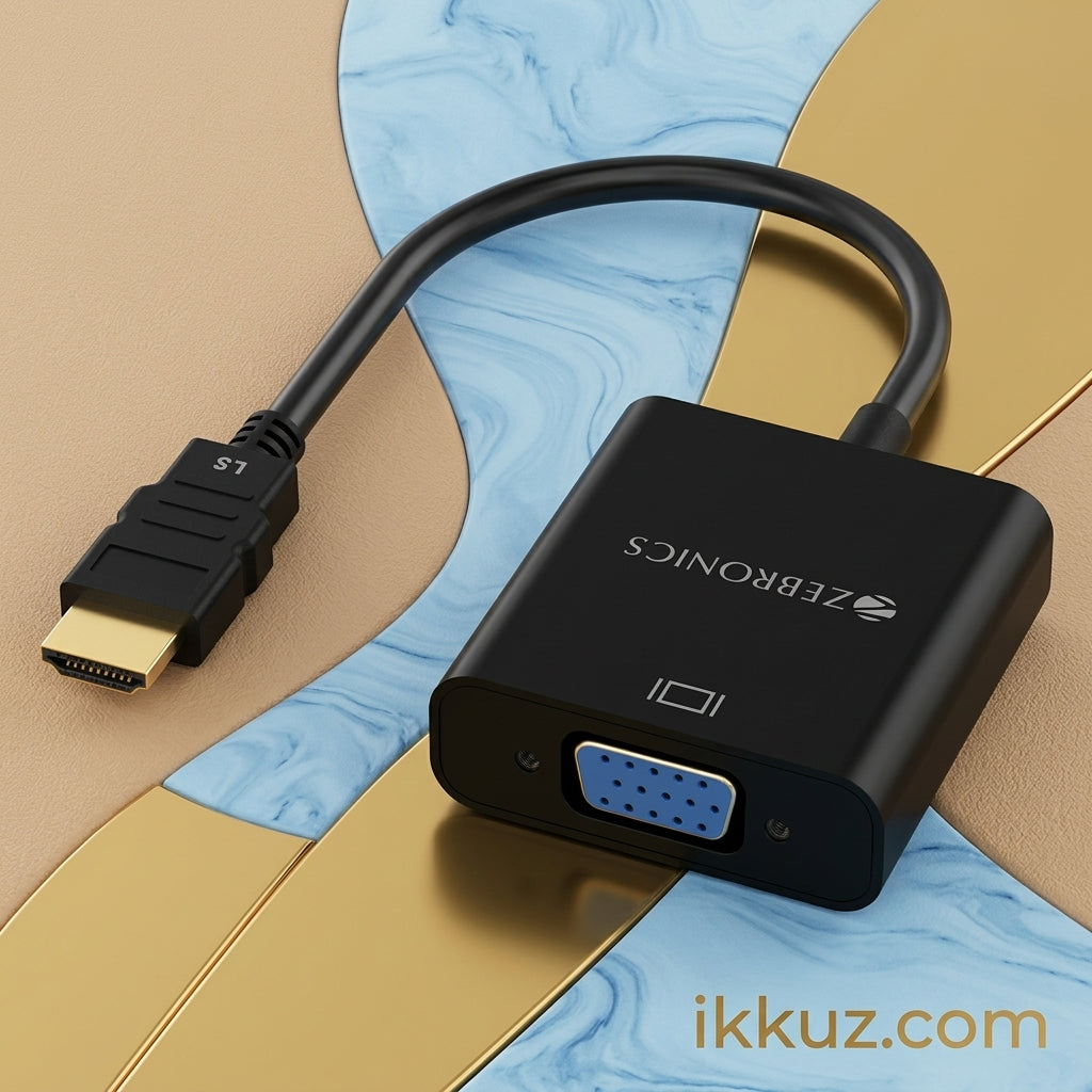 ZEBRONICS HAV01 HDMI to VGA Adapter – Full HD 1080p @ 60Hz, Gold Plated Connectors, Plug &amp; Play