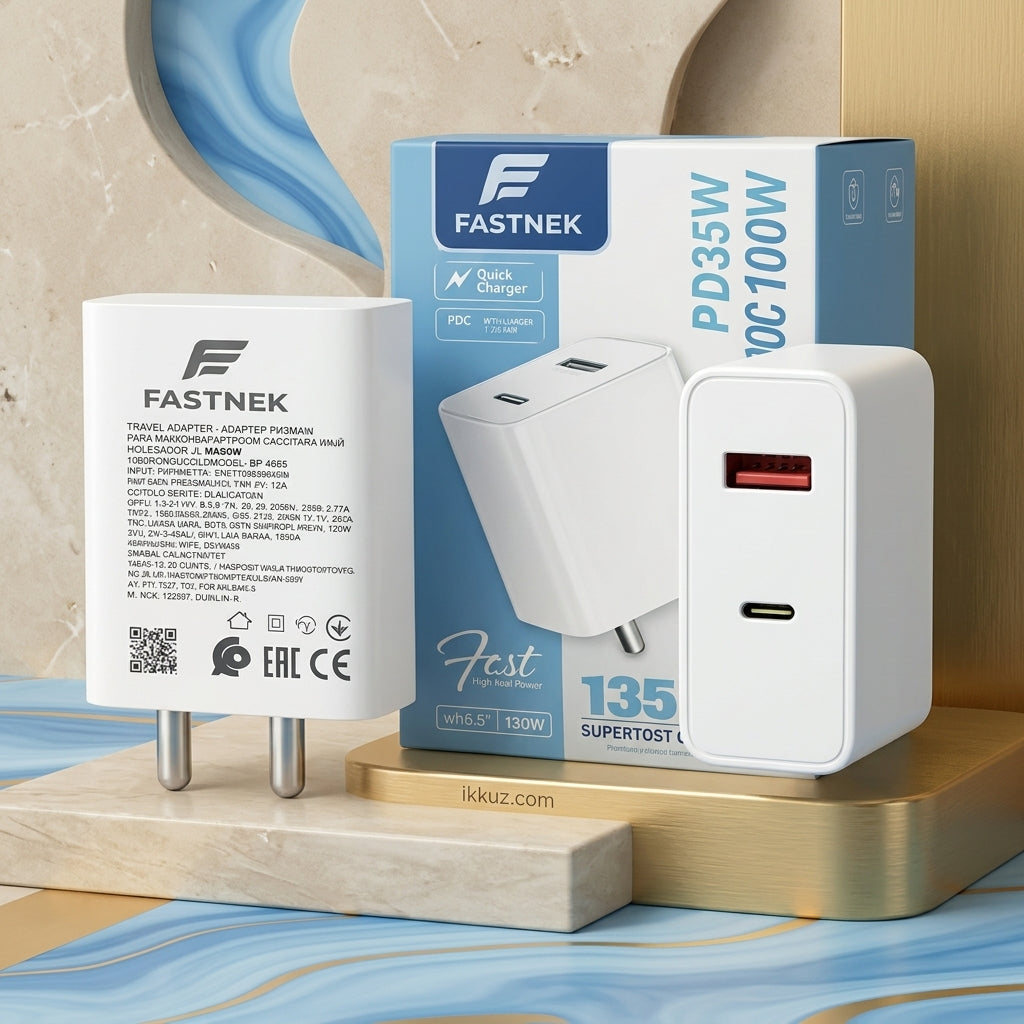 FASTNEK 100W Super Fast Charger Adapter – Dual Port USB-C &amp; USB-A