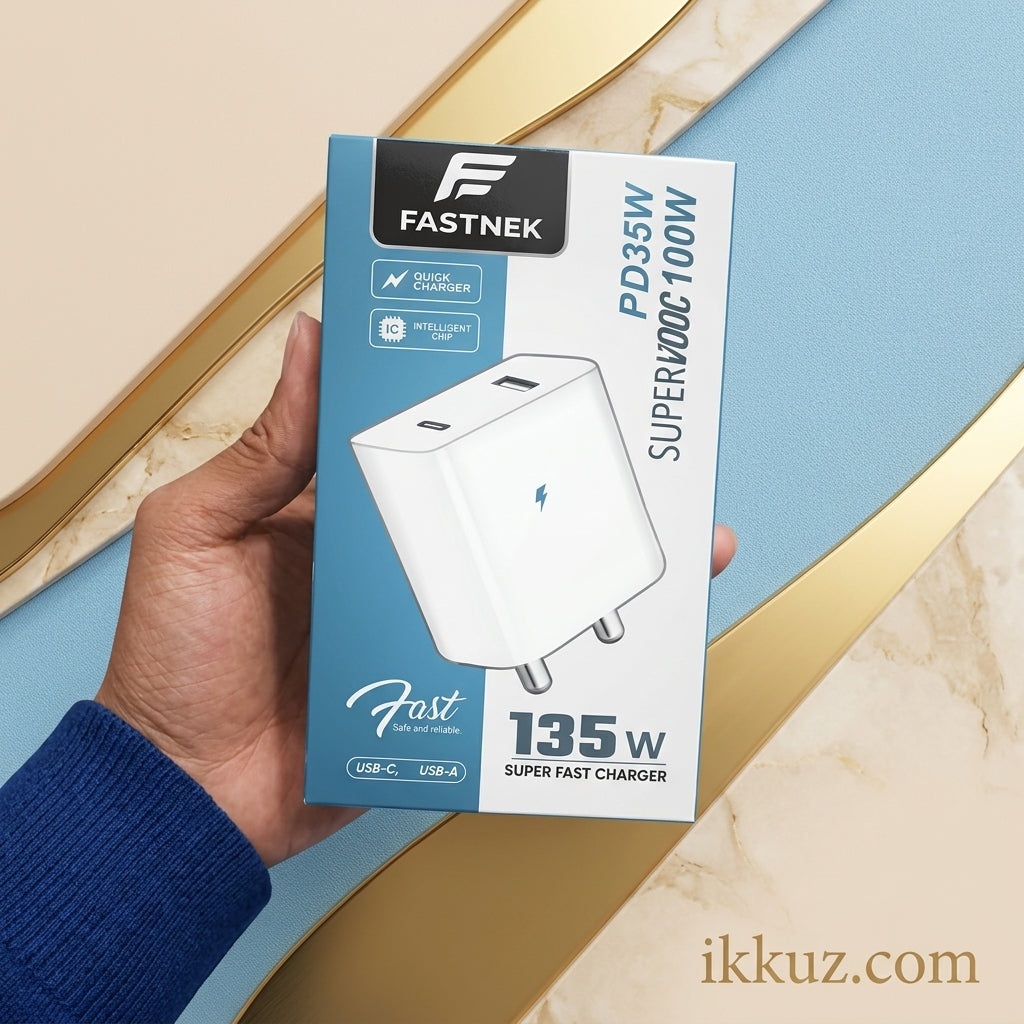 FASTNEK 100W Super Fast Charger Adapter – Dual Port USB-C &amp; USB-A