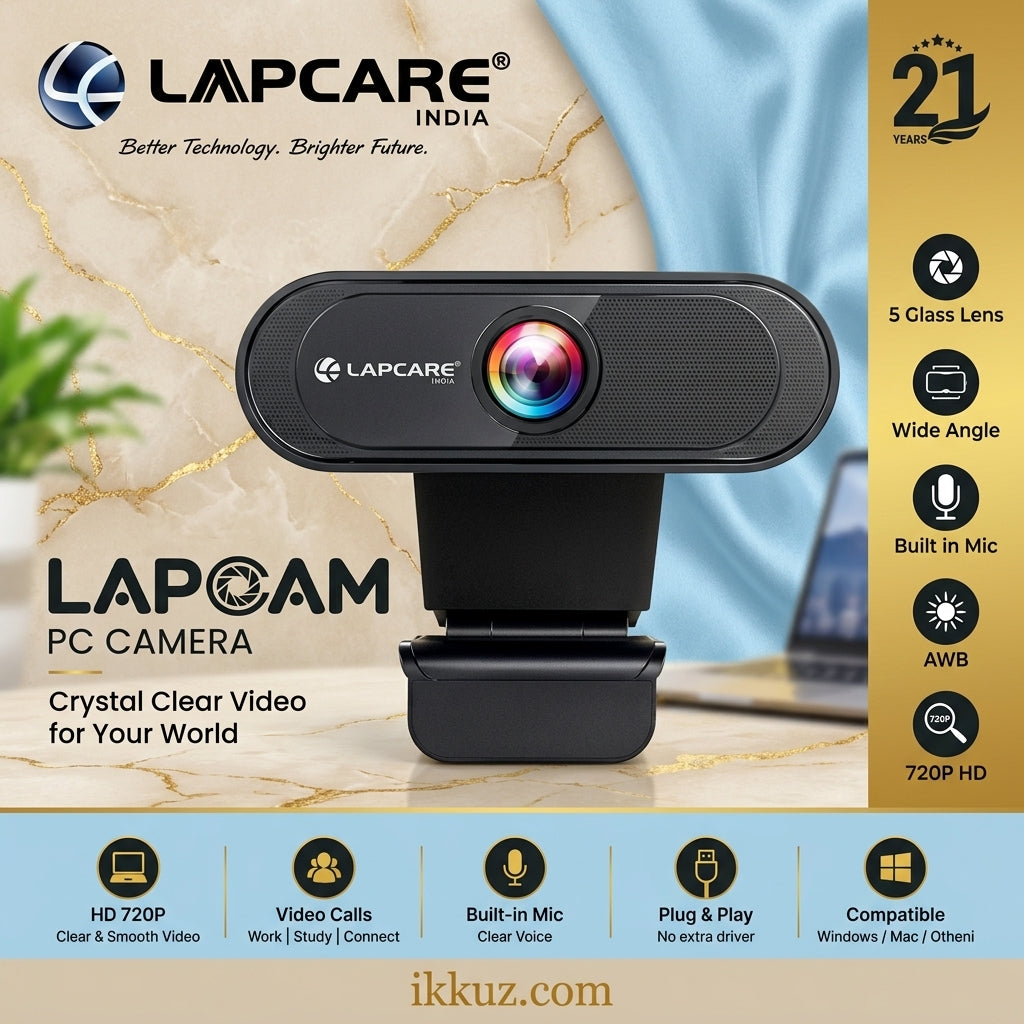 Lapcare Lapcam 720p HD PC Webcam – USB Video Camera