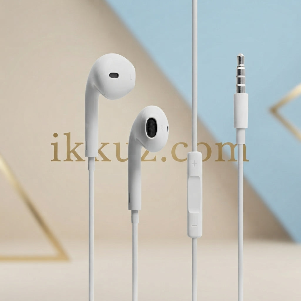 AK 827 Wired Earphones with Mic, Volume Control &amp; 3.5mm Jack – HD Stereo Sound, White