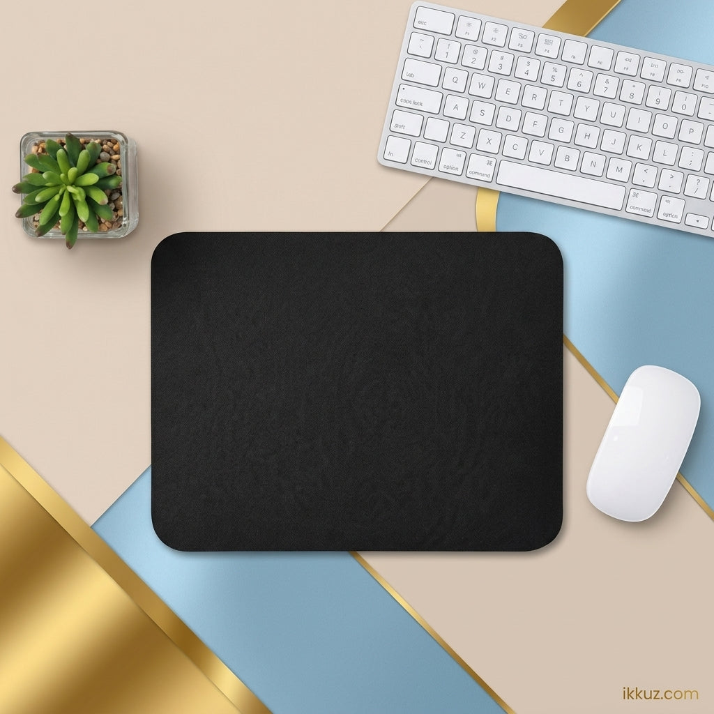 Plain Black Premium Mouse Pad | Smooth Fabric Surface &amp; Anti-Slip Rubber Base | Office, Laptop &amp; Gaming Mouse Mat